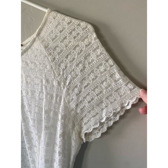 Free People Size 10 Creamy White Lace Knee Length Dress - Picture 5 of 13